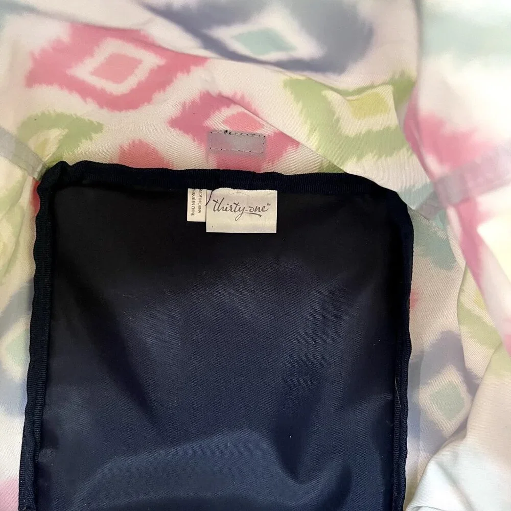 Thirty One Mini Storage Bin CANDY CORNERS Print with‎ Teal Bird Icon Accent